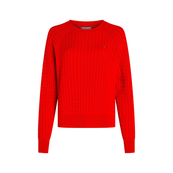 Pullover Donna girocollo a treccia Rosso Tommy Hilfiger- Francavilla Moda